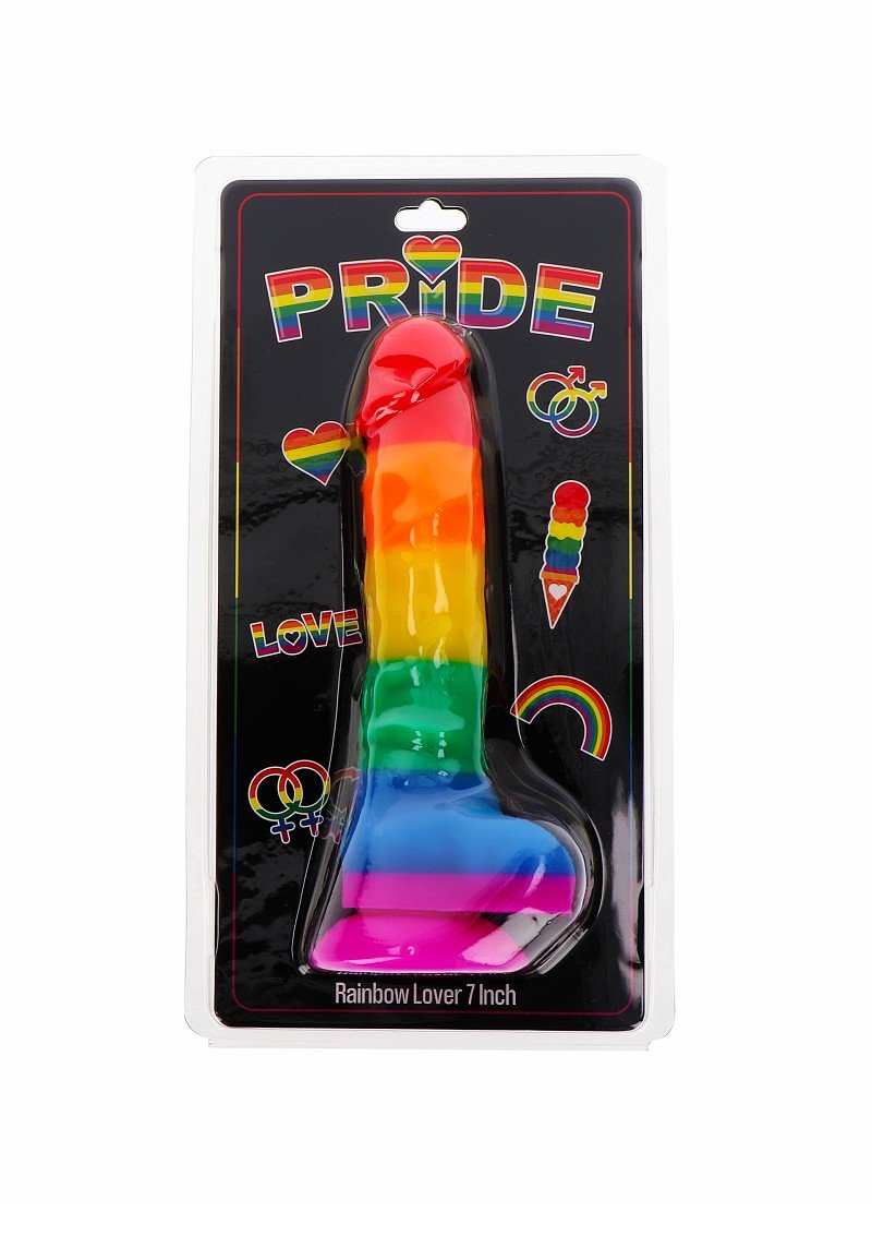 Dildo ToyJoy | Pride rainbow lover with balls 18cm