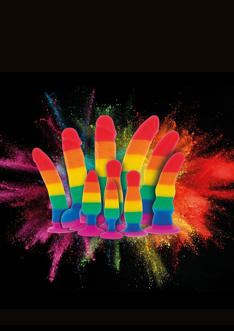 Dildo ToyJoy | Pride rainbow lover with balls 18cm