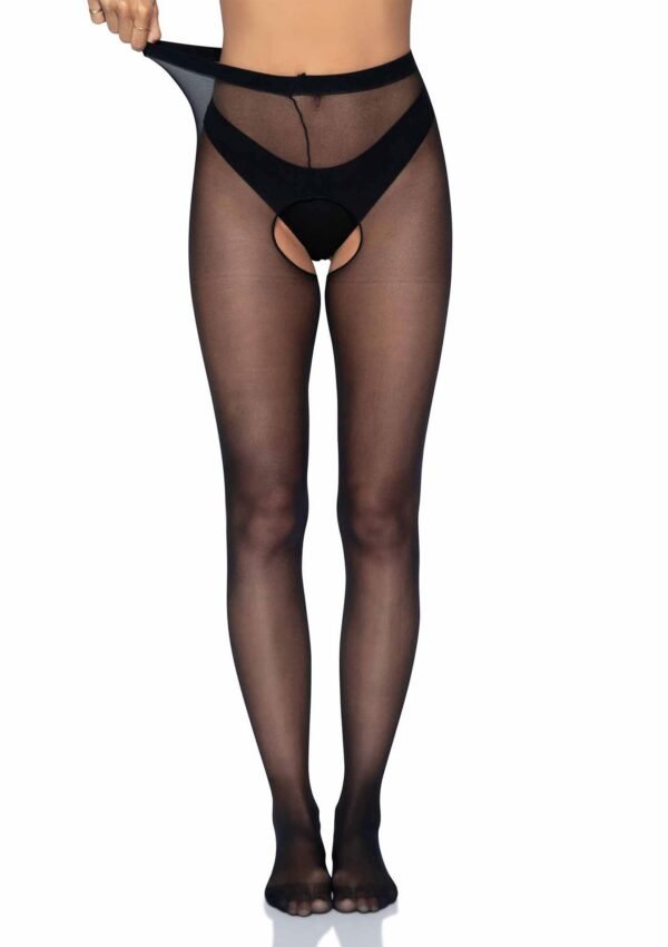 85045_BLACK_06_acfcba10-a22b-43e6-bbad-e882ee4fb680 Leg Avenue | Sheer Crotchless Pantyhose