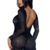 88225_BLACK_02 Leg Avenue | Sheer Rhinestone Catsuit