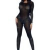 88225_BLACK_04 Leg Avenue | Sheer Rhinestone Catsuit