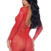 88225_RED_02 Leg Avenue | Sheer Rhinestone Catsuit