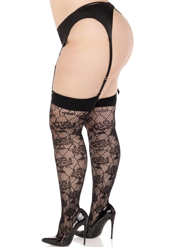 Leg Avenue | Plus Rose Net Thigh Highs