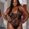 Leg Avenue | Plus Floral Lace Deep-V Teddy